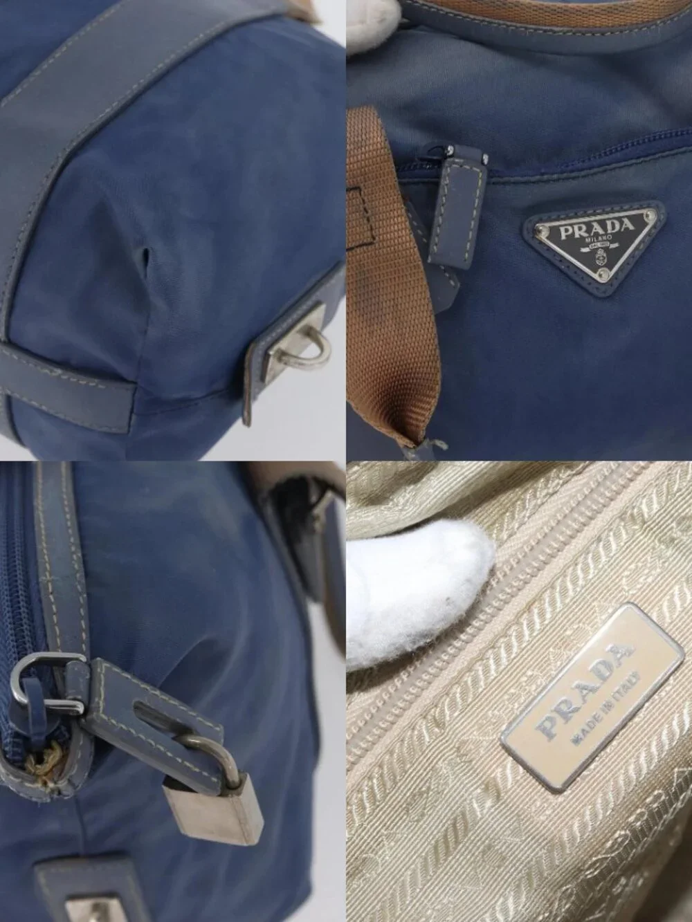 PRADA Hand Bag Nylon Blue Silver Auth mr2051 - Picture 13 of 15